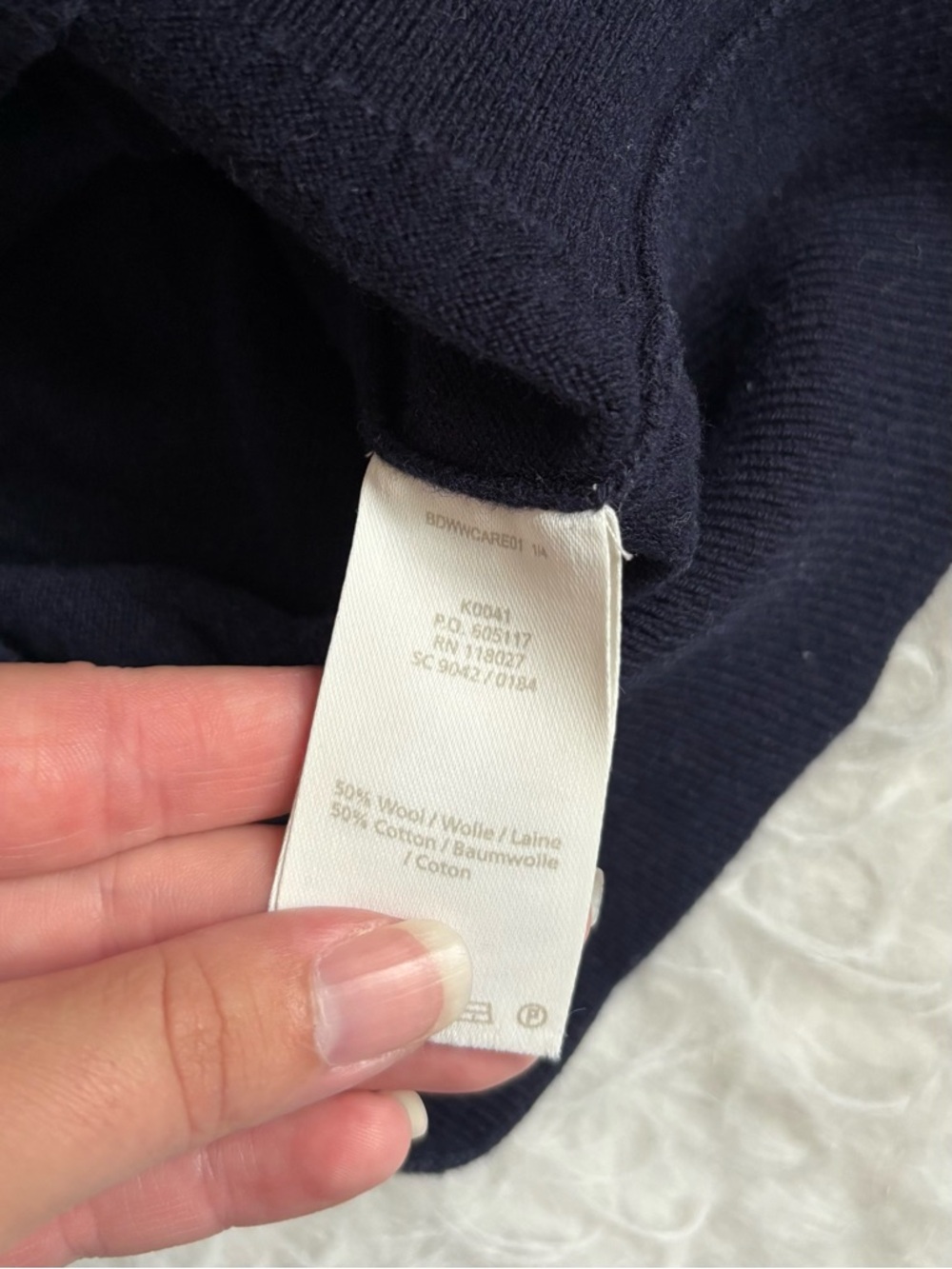 Boden Women’s Navy Cozy Wool Blend Sweater with Ruffle Trim - Picture 3 of 3